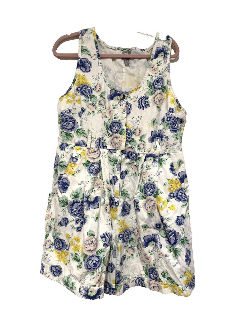 Asos sz 14 floral sleeveless shorts jumpsuit pockets #3486